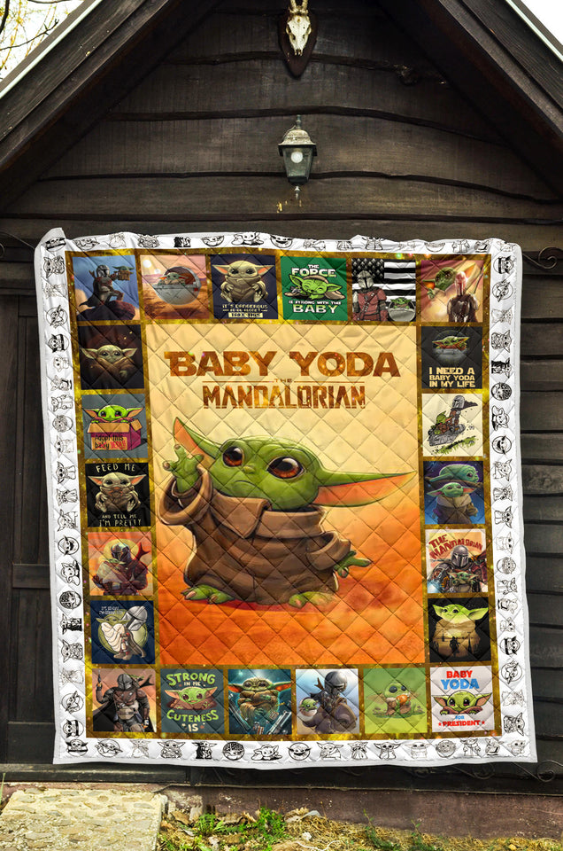 Baby Yo-da Quilt Star-Wars Quilt Mandalorian Quilt - Yo-da Funny Quilt Gift Idea For Men Women - Birthday Gift Quilt for Sofa Chair Bed Office Travelling Camping - Lap Blanket (45 x 50 inches) PL
