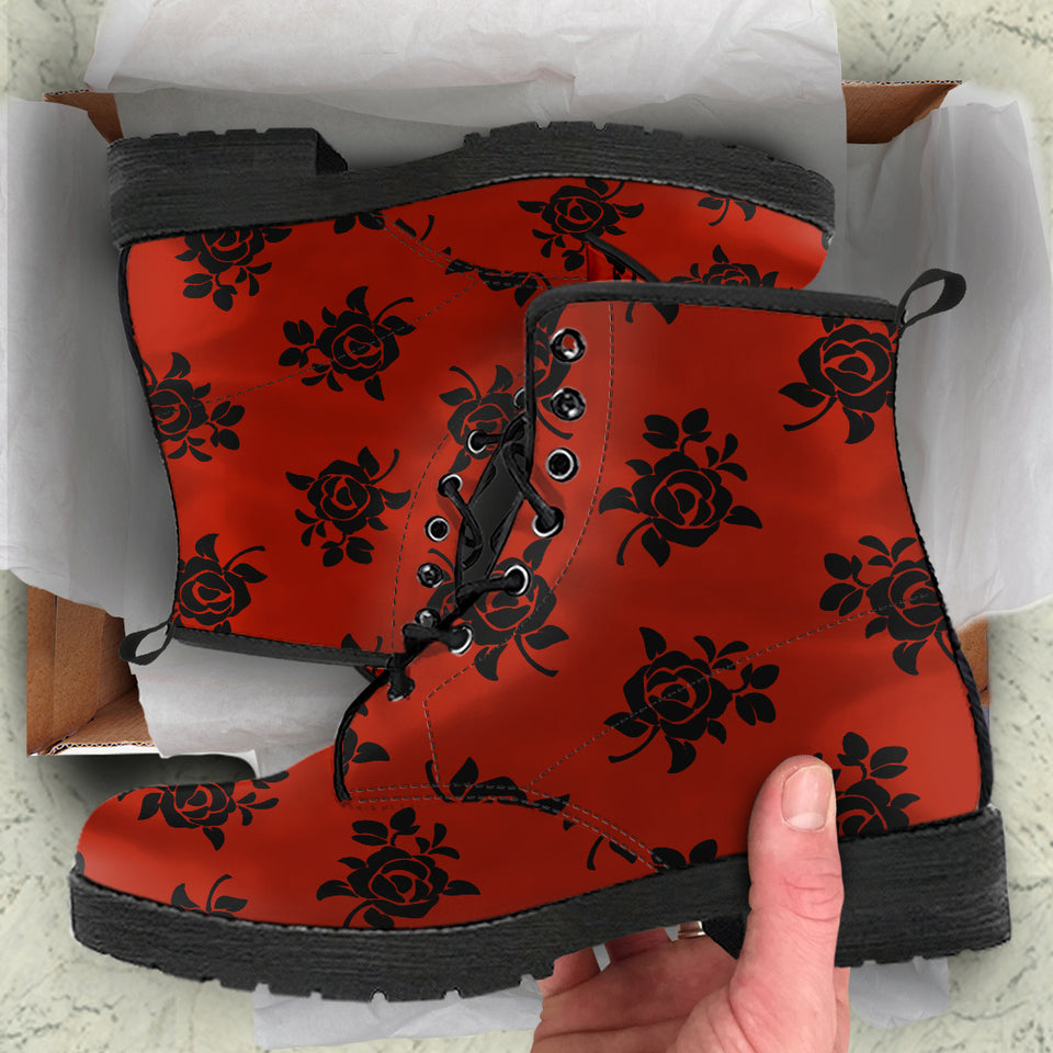 Black Roses, Leather Boots Women, Women's Boots, Hippie, Floral, Handmade Boots, Vegan Leather, Lace Up Boots, Women Girl Gift