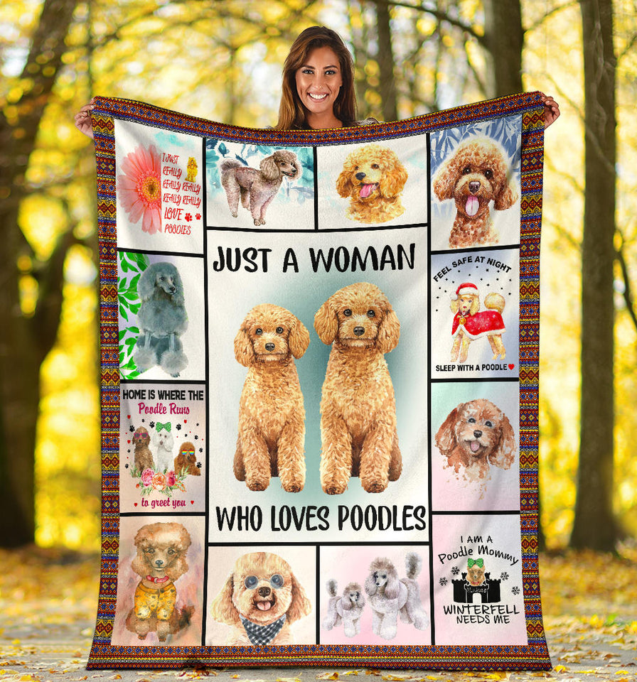 Just A Woman Who Loves Poodles Blanket
