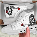 custom shoes sugar skull flowers roses pistol colour day of the dead cult gothic printed converse shoes sneakers sneakers