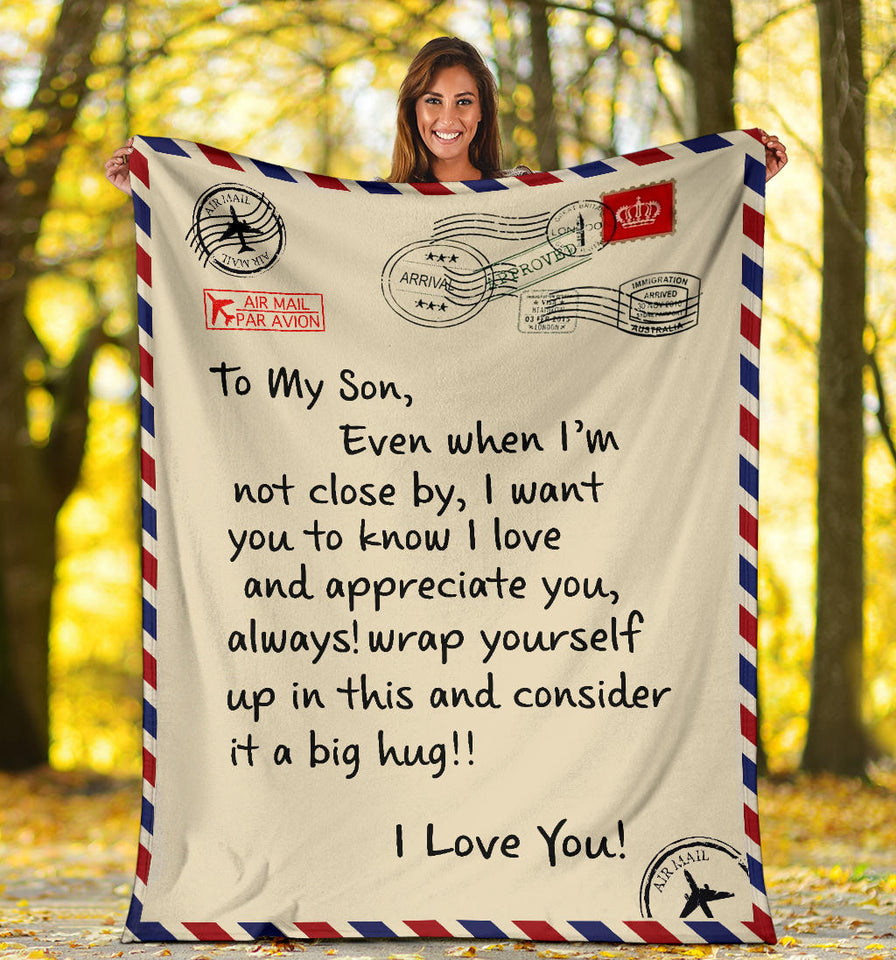To My Son I Love You Letter Blanket