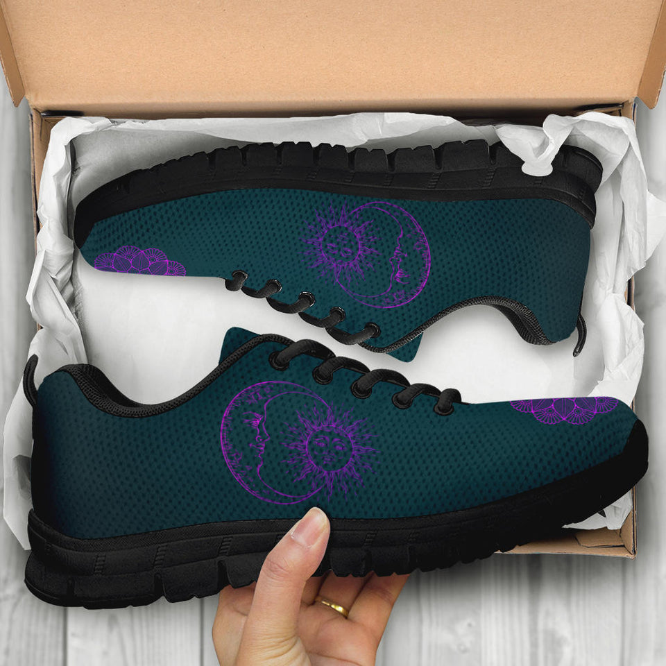 Purple Sun and Moon, Womens Leather Boots SNEAKERS