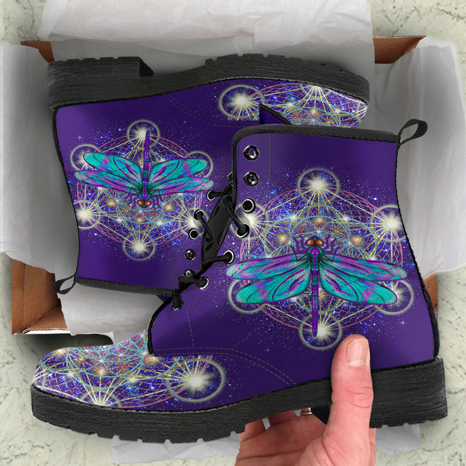 Green Dragonfly, Lace Up Boots, Handmade Boots, Vegan Leather, Chakra, Spiritual, Festival Boots, Forest Nature, Rain Boots, Classic Boot