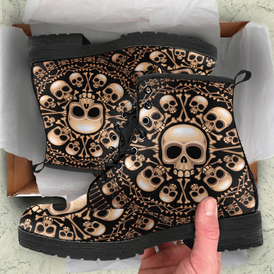 Leather Boots Women, Womens Skull Boots, Handmade Shoes
