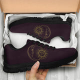 Sun Moon Mandala, Gold Burgandy Wine, Women's Boots