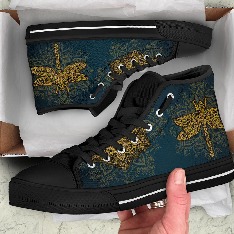 Dragonfly Boots, Golden Mandala, Womens high top