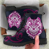 Tribal Wolf, Womens Leather Boots, Wolf Boots, Handmade Shoes, Womens Winter Boots