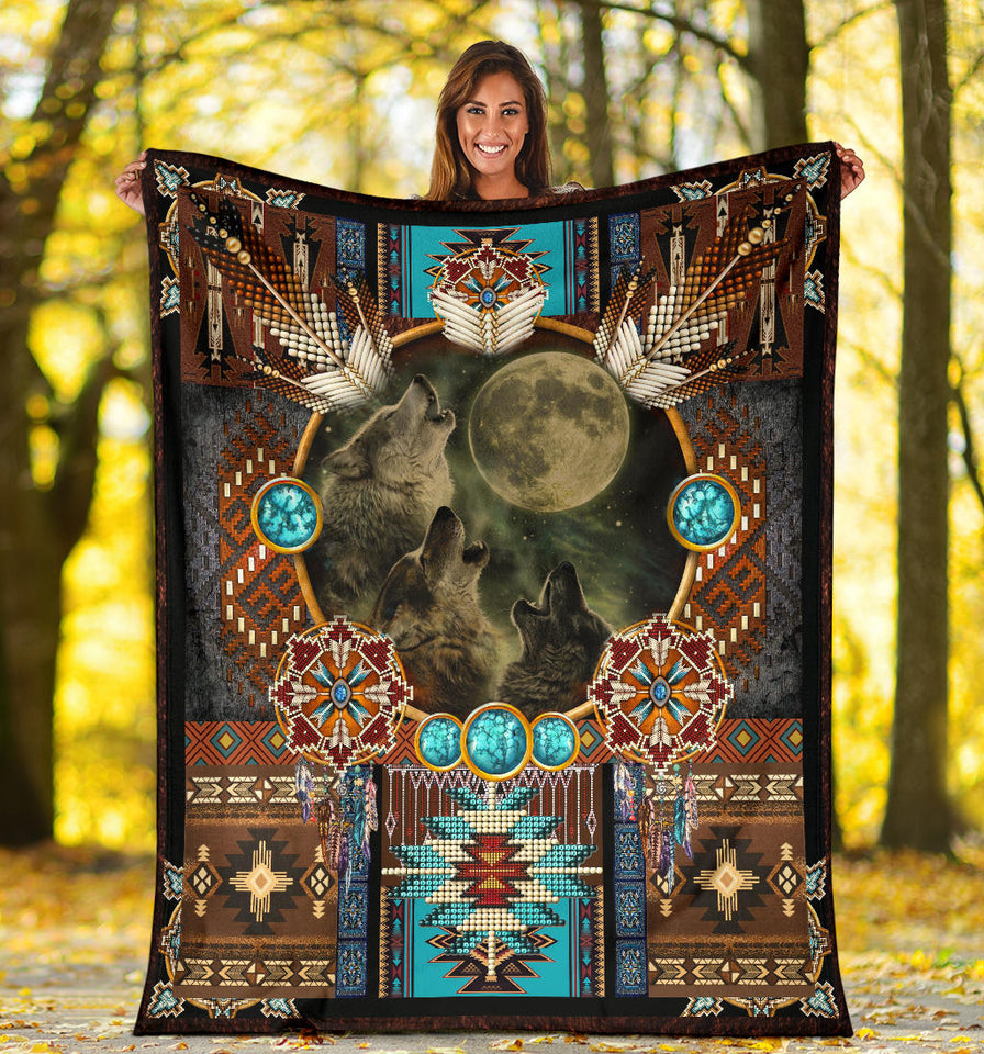 Wolf Native American Blanket