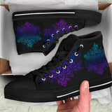 Owl Blue Purple, Womens Leather Boots high top