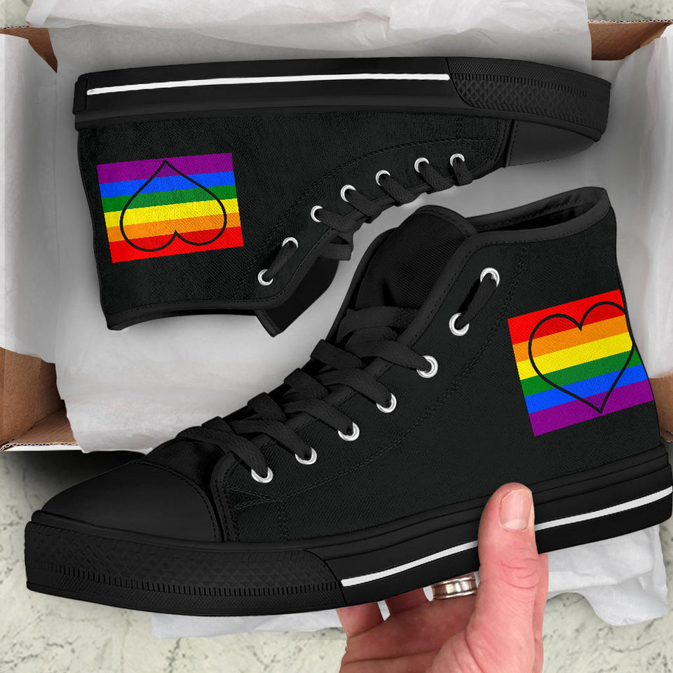 Heart Pride, Vegan Leather, Multi Colored, Hippie, Handmade Boots high top 2