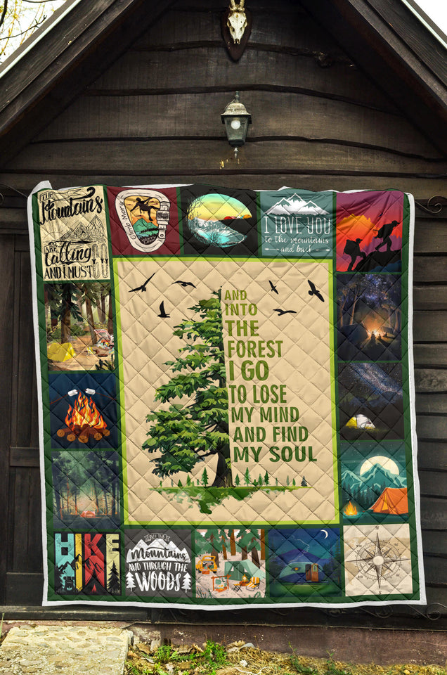 hiking mountain Milestone Blanket, Mountain Blanket - and Into The Forest I Go to Lose My Mind and Find My Soul Blanket