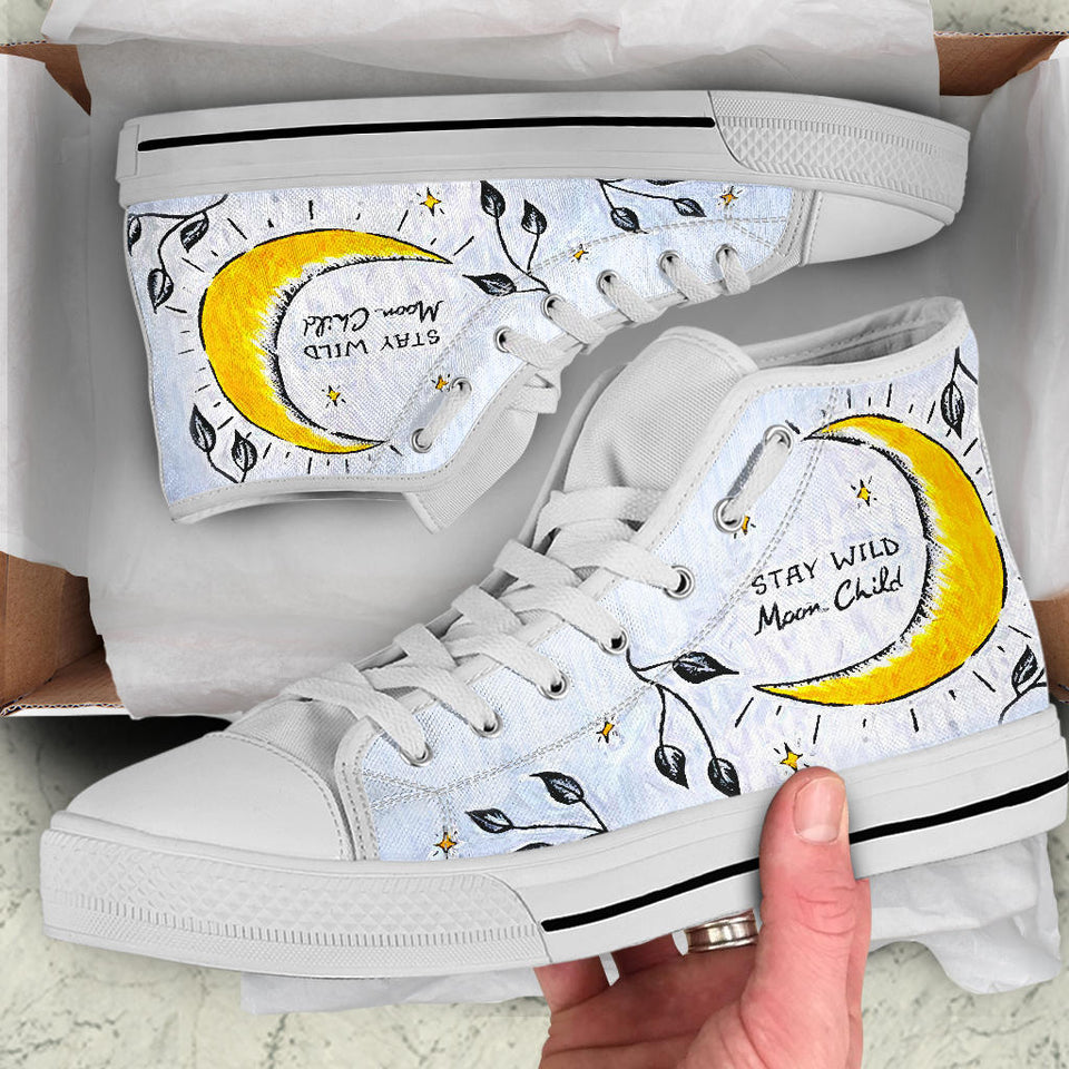 Stay Wild Moon Child  Golden Moon hand painted shoes