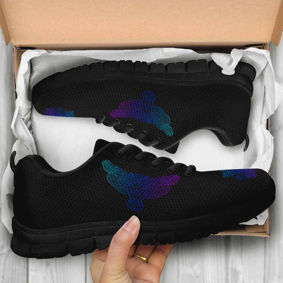 Owl Blue Purple, Womens Leather Boots SNEAKERS up lai