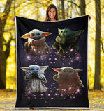 Baby Yoda Blanket, Star Wars Blanket - Cozy Plush Fleece, Sherpa Blanket (White) - PL