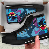 Stitch High Top Shoes, Lilo & Stitch Unisex Sneaker Shoes, Stitch Black Shoes