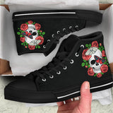 Skull and Roses, Gothic Hiking High Top Shoes - up lai
