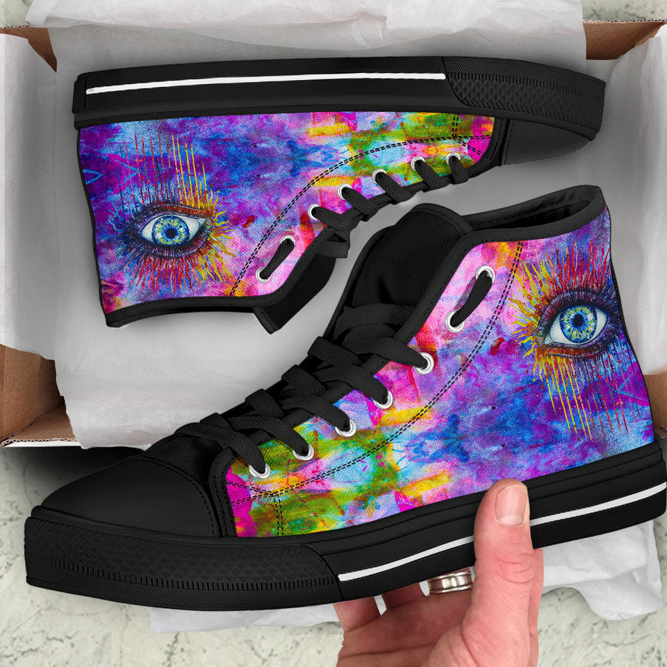 Rainbow Eye, Womens Leather Boots high top