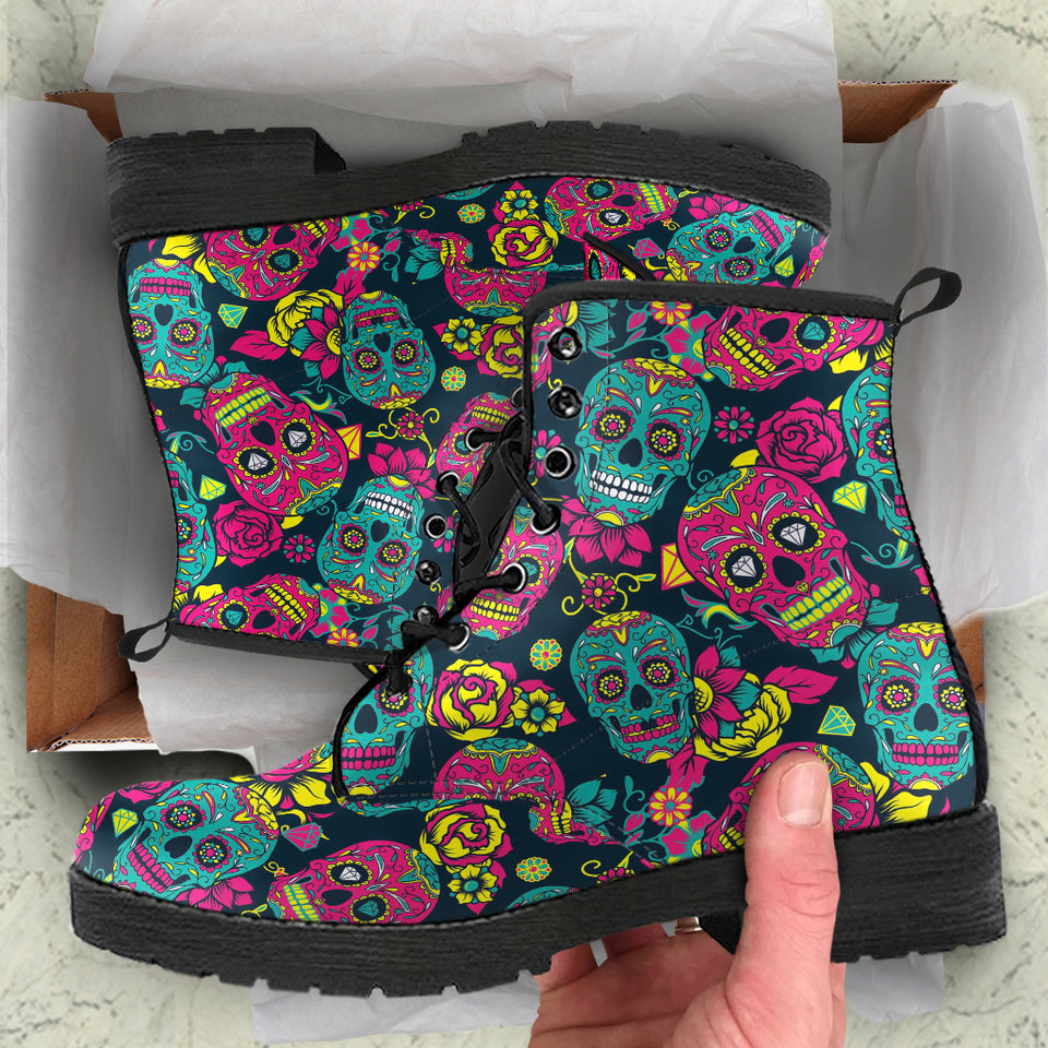 Sugar Skull Boots, Womens Skull Boots, premium Boots Women, Womens Leather Boots, Women Winter Boots, Rain Boots Womens