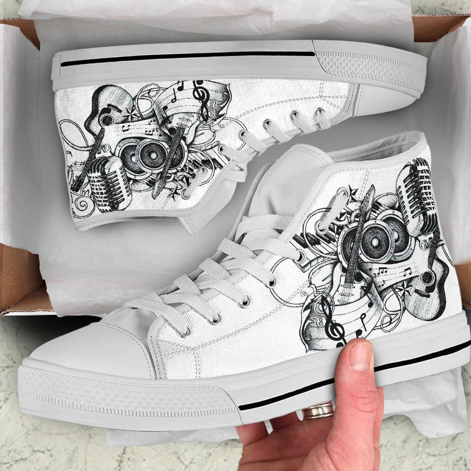 Piano _ Guitar Custom High Top Shoes