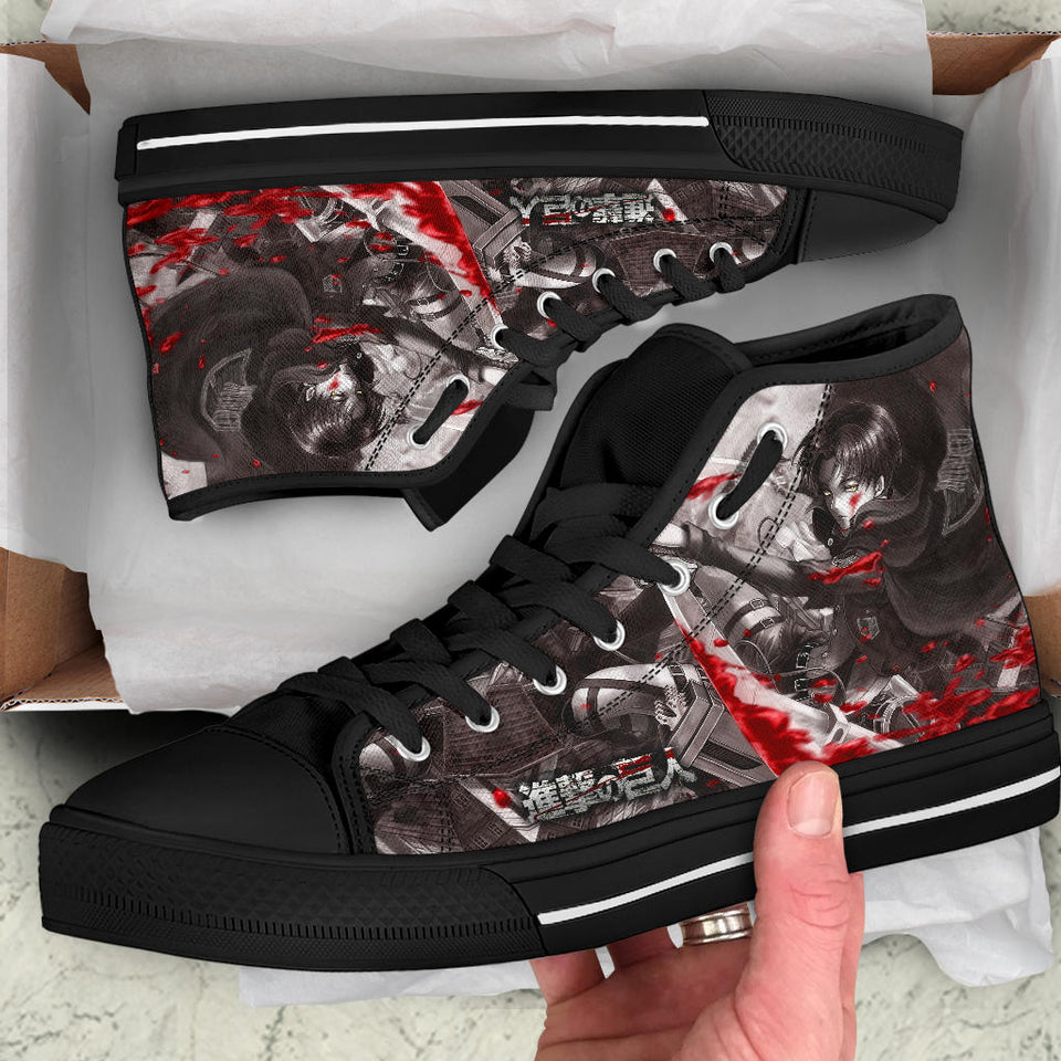 Attack On Titan Levi Ackerman themed custom shoes sneakers