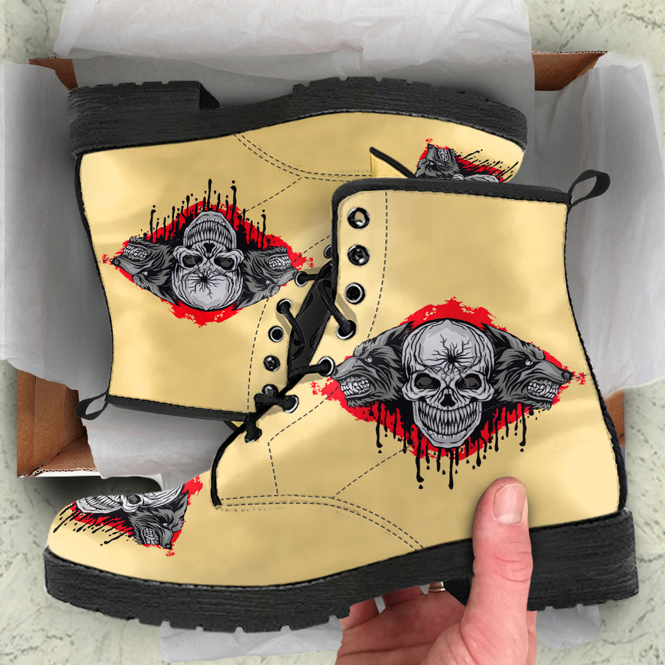Womens Skull Boots, Wolf Shoes, premium Shoes Women, Womens Leather Boots