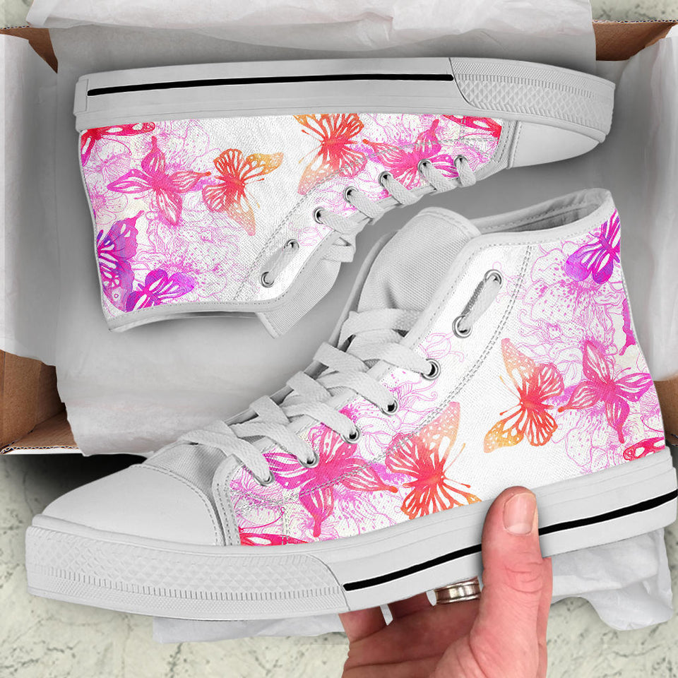 Colorful Abstract Art Butterflies High Top