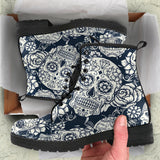Handmade Shoes Women, Sugar Skull Boots, Womens Skull Boots, Handcrafted Boots, snow Boots Women, Rain Shoes, Platform Combat boot