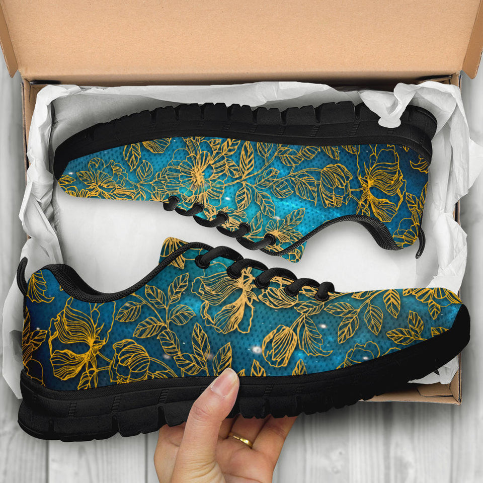 Gold Floral, Vegan Leather, Streetwear, Womens Leather
