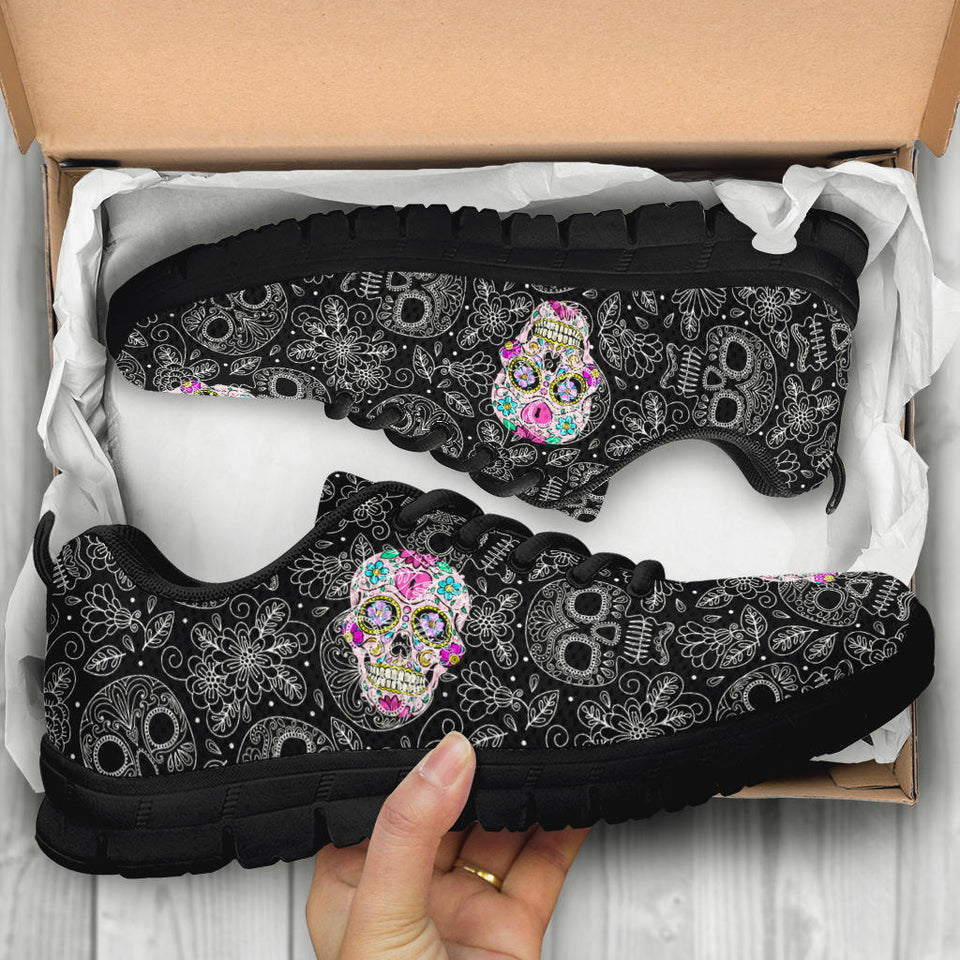 Sugar Skull Design, Womens Leather Boots SNEAKERS