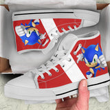 Cartoon High Top Shoes, Sonic Unisex Hightop Sneaker, Blue Hedgehog Shoes