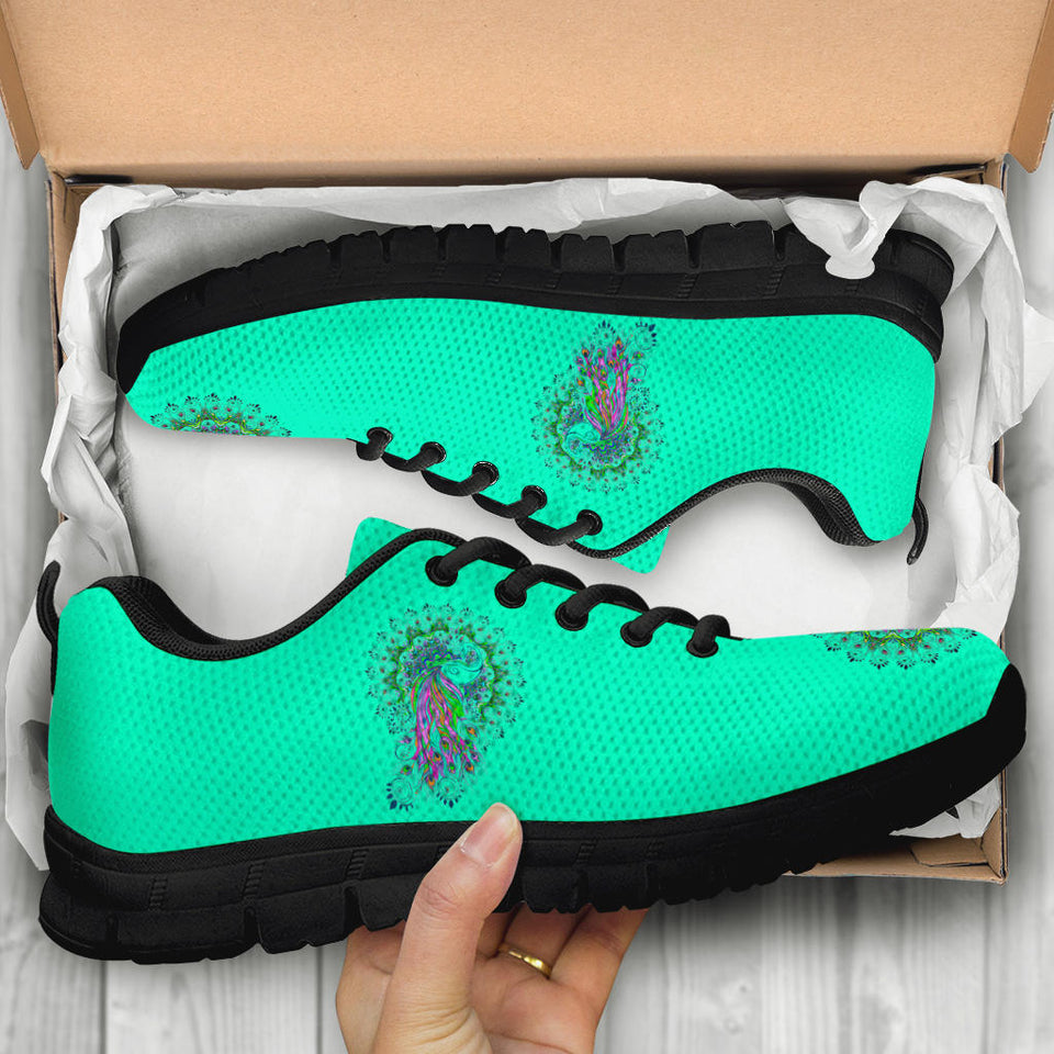 Peacock Mandala, Turquoise Teal Green SNEAKERS