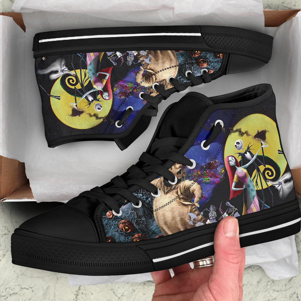 The Nightmare Before Christmas Jack Skellington Sally themed custom shoes