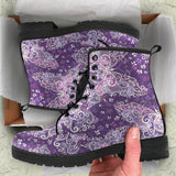 Purple Butterfly, Leather Boots Women, Vegan Leather, Hippie Boots, Handmade Crafted, Rain Boots, Womens Winter Boots, Lace Up Boots