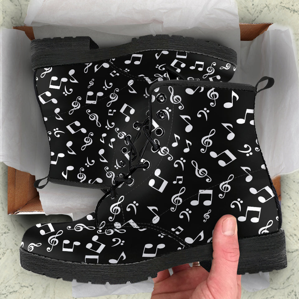Music Notes, Treble Clef Musican, Women's Boots, Vegan Leather, Combat Style Boots, Instruments Score, Sheet Music Band, Classical Music