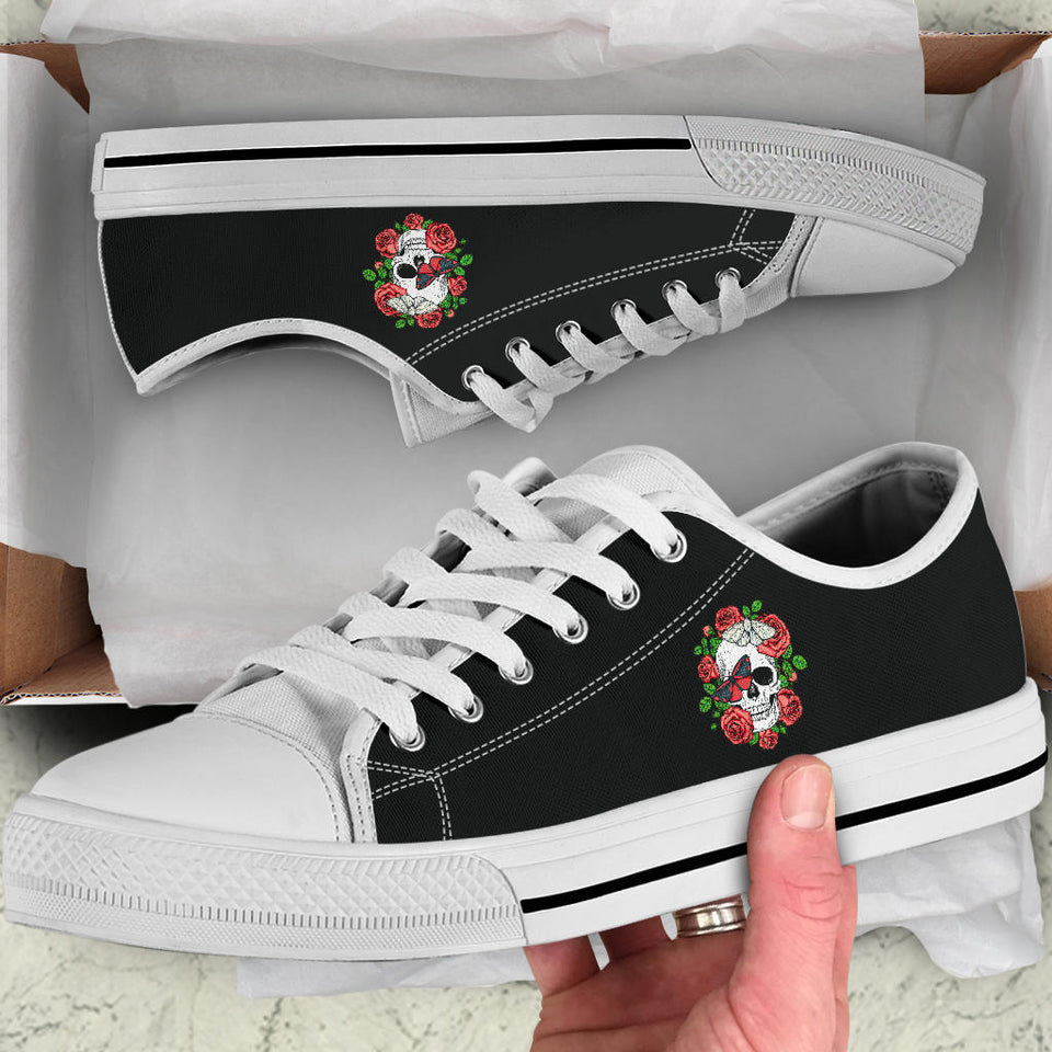 Skull and Roses, Gothic Hiking Boots, Women_s Boots