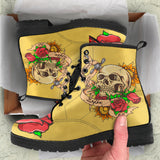 Polar Boots, Sugar Skull, Women's Boots, Yellow Color, Lace Up Boots