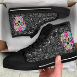 Sugar Skull Design, Womens Leather Boots high top