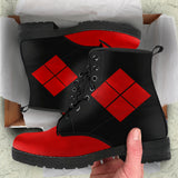 Harley Quinn Inspired Opposites Vegan Boots Left