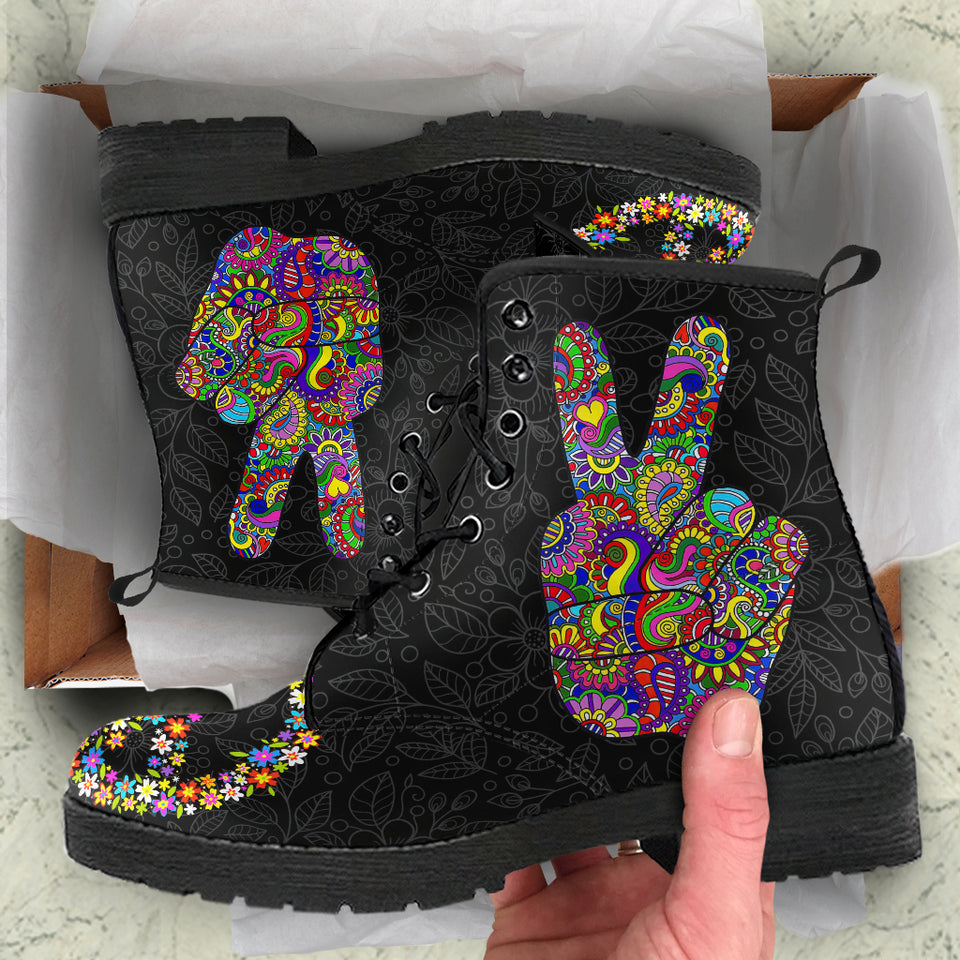 Peace Sign Symbol, Meditation Zen Yoga, Women's Boots