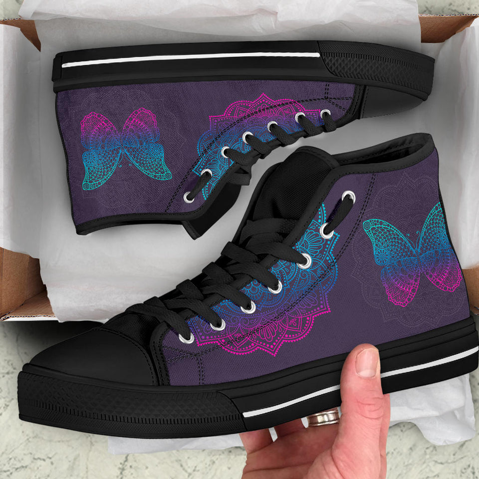 Mandala Butterfly, Handmade Crafted high top