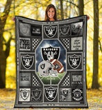Oakland Raiders Quilt Blanket Fleece Sherpa Throw Blanket