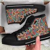 Blue Paisley Mandala, Leather Boots high top
