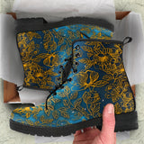 Gold Floral, Vegan Leather, Streetwear, Womens Leather