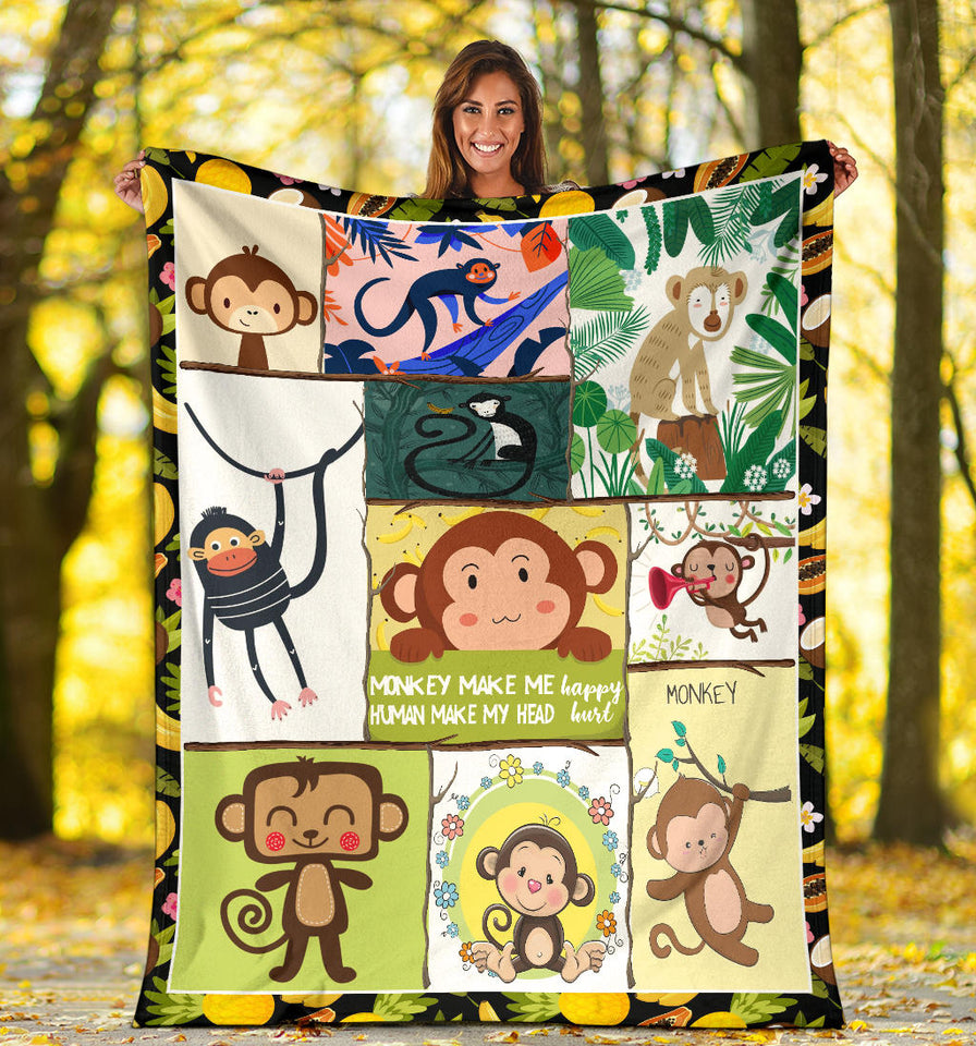 Monkey Make Me Happy Blanket