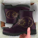 Sun Moon Mandala, Gold Burgandy Wine, Women's Boots
