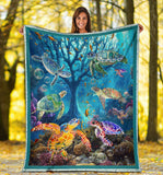 Turtle Swim With The Waves Lover Blanket