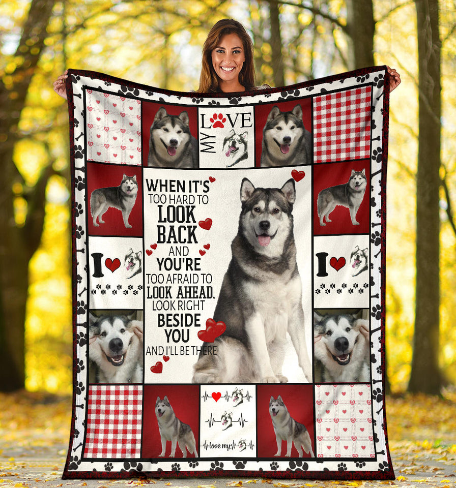 Husky Dog Fleece Throw Blanket Quilt I will always be by your side