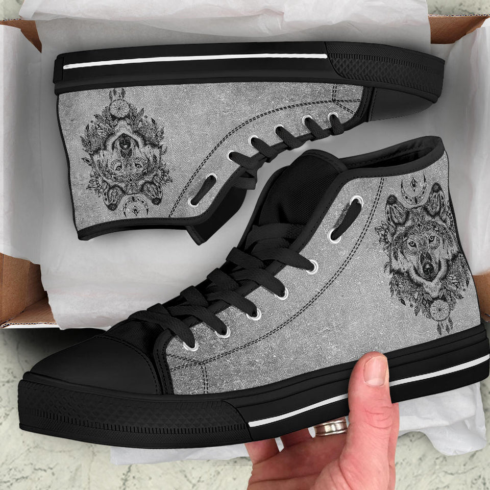 Gray Wolf, Leather Boots Women high top