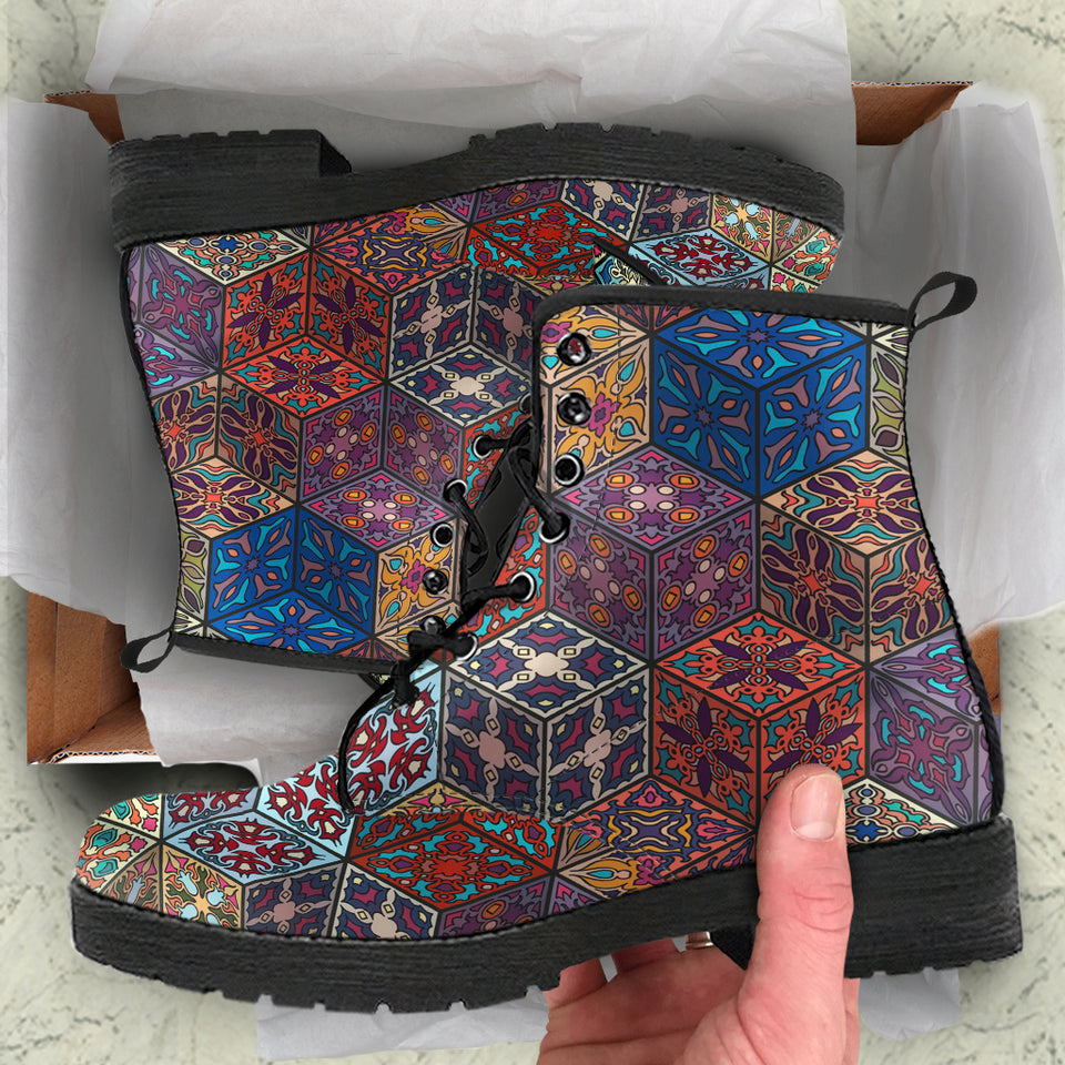 Mandala Boxes, Polar Boots, Multi Colored, Lace Up Boots, Women's Boots