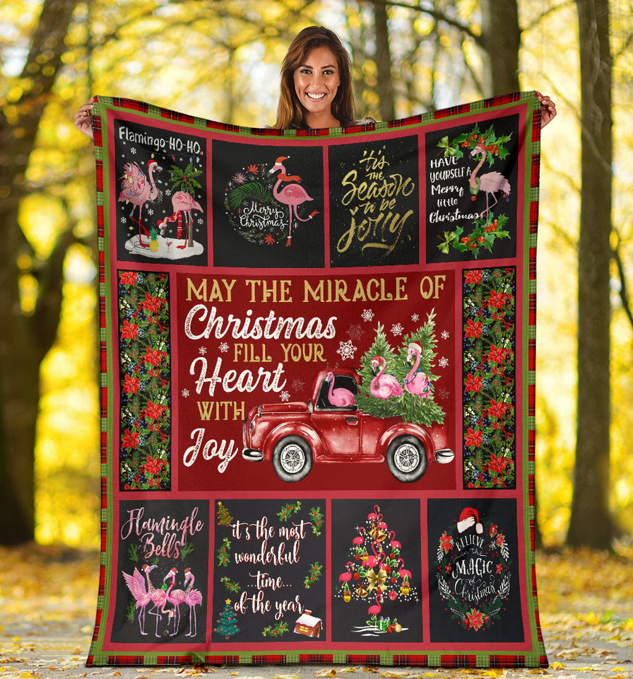 Merry Christmas Flamingo Blanket